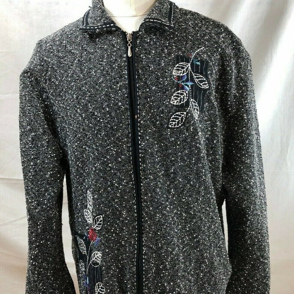 Teddi Petite Womens Size 1XP Jacket Black w/ white